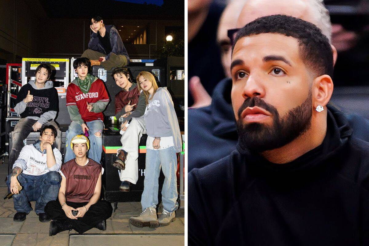 Kpop group BTS and rapper Drake. Photo: Lotte