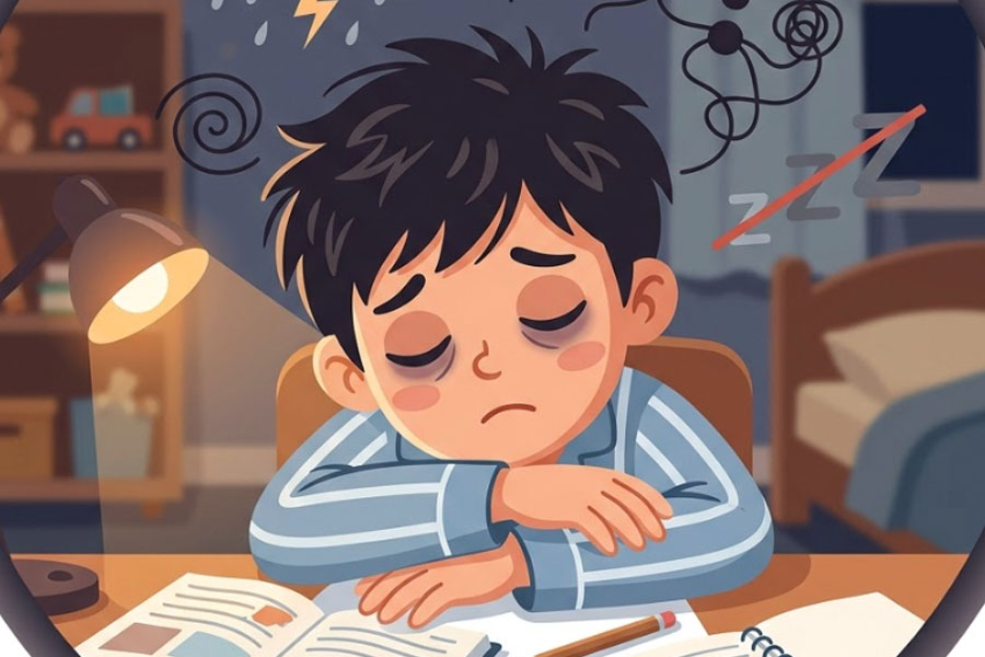 Lack of sleep can affect children's mental health. Graphics: Thien Nhan