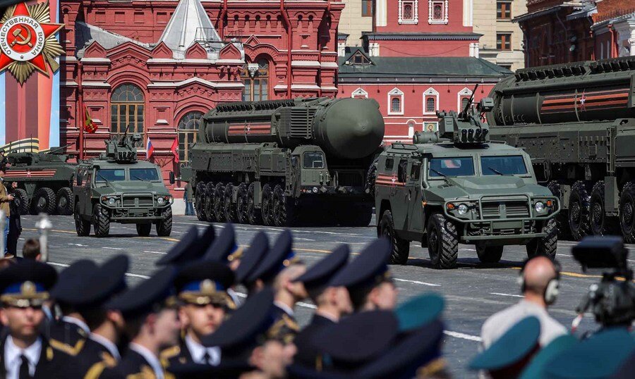 A Russian nuclear missile in a military parade in Moscow in 2019. Photo: Xinhua