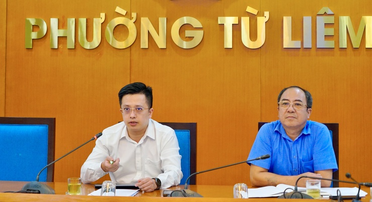 Phường Từ Liêm họp triển khai công tác cưỡng chế thu hồi đất phục vụ dự án Hồ điều hòa Phú Đô. Ảnh: UBND phường Từ Liêm 