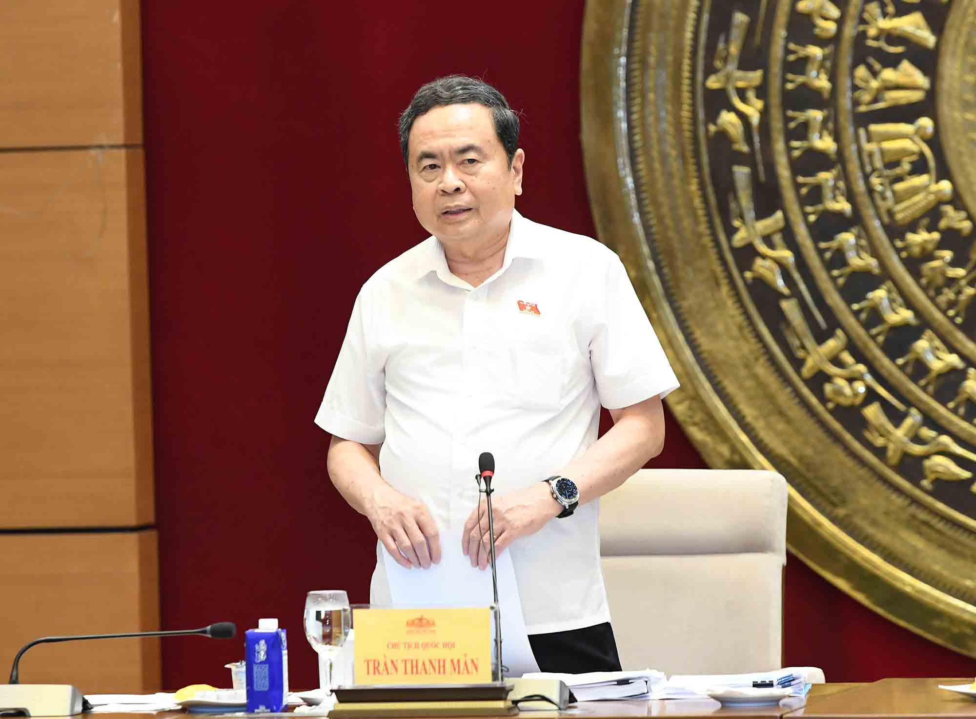 Politburo member, National Assembly Chairman Tran Thanh Man requested not to let the arrangement of the apparatus remain the same as before. Photo: Lam Hien.