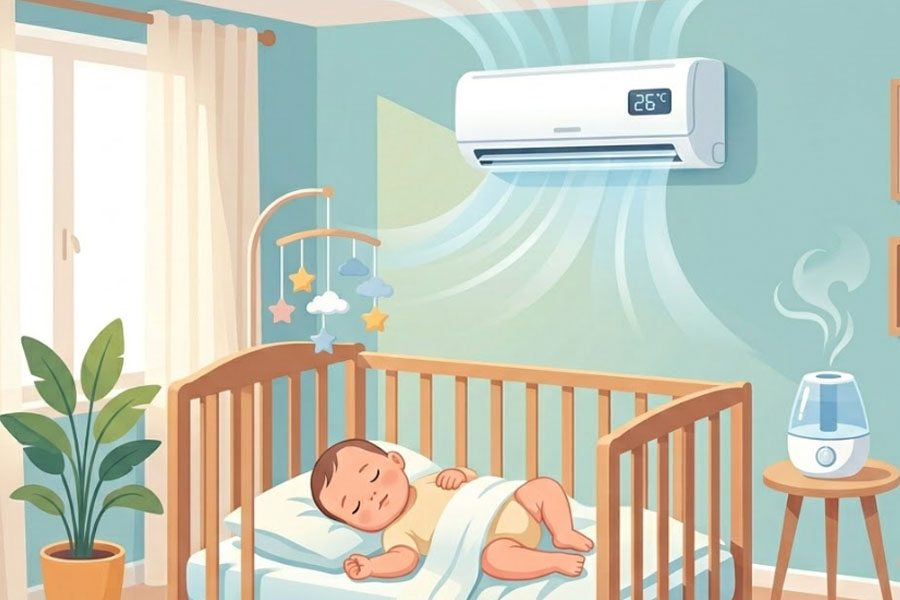 How to use air conditioning safely for infants in the summer. Graphics: Thien Nhan