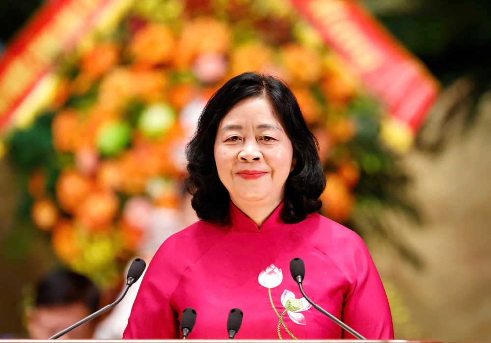 Ms. Bui Thi Minh Hoai - Member of the Politburo, Secretary of the Party Central Committee, Chairman of the Central Committee of the Vietnam Fatherland Front. Photo: Hai Nguyen