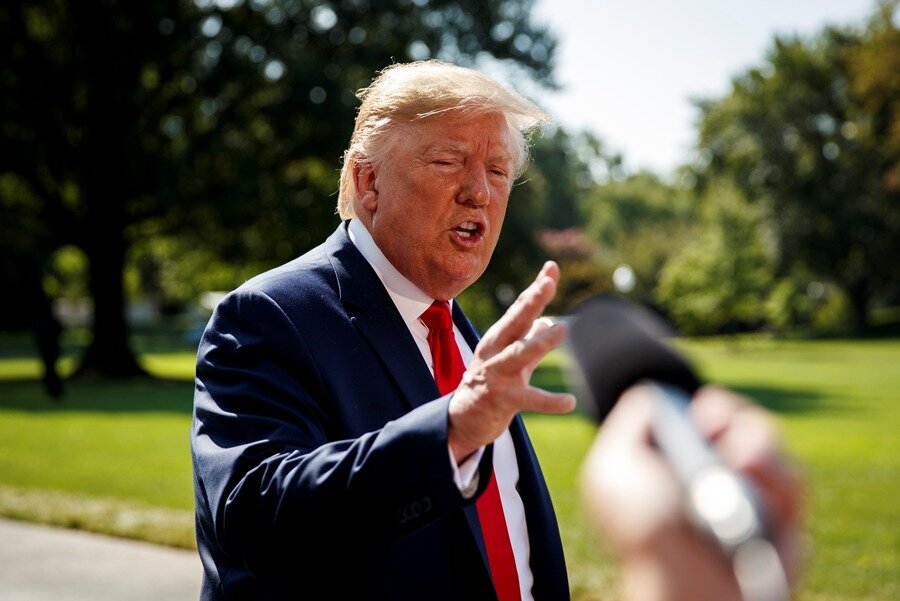 Mr. Trump in an interview at the White House. Photo: Xinhua