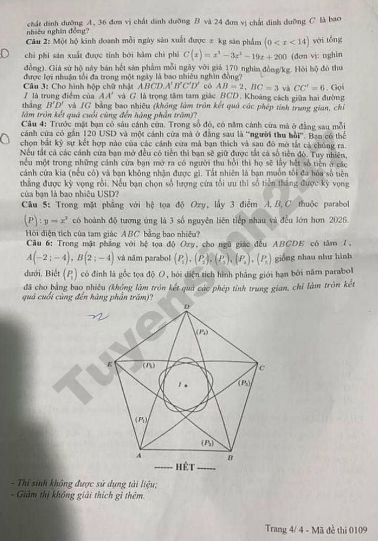 Đề thi thử tốt nghiệp THPT môn Toán năm 2026 - Sở GDĐT Gia Lai. Ảnh: Tuyensinh247