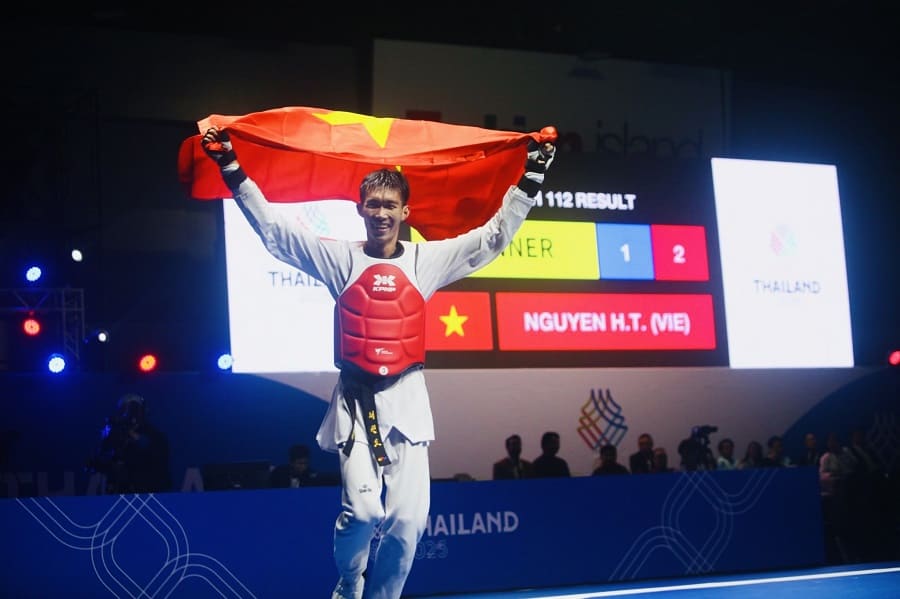 Taekwondo athlete Nguyen Hong Trong, who won a gold medal at SEA Games 33, will be present at this year's Asian tournament. Photo: Minh Dan