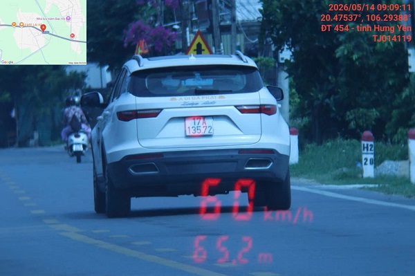Car owner fined for speeding in Hung Yen. Photo: Hung Yen Police