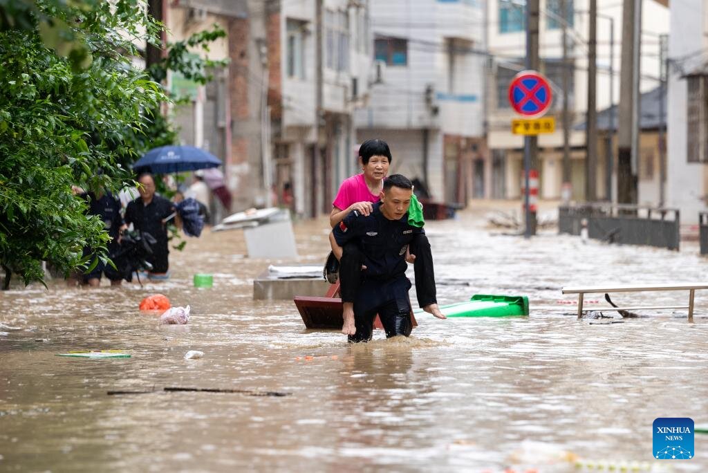 A flood caused by heavy rain in China. Photo: Xinhua