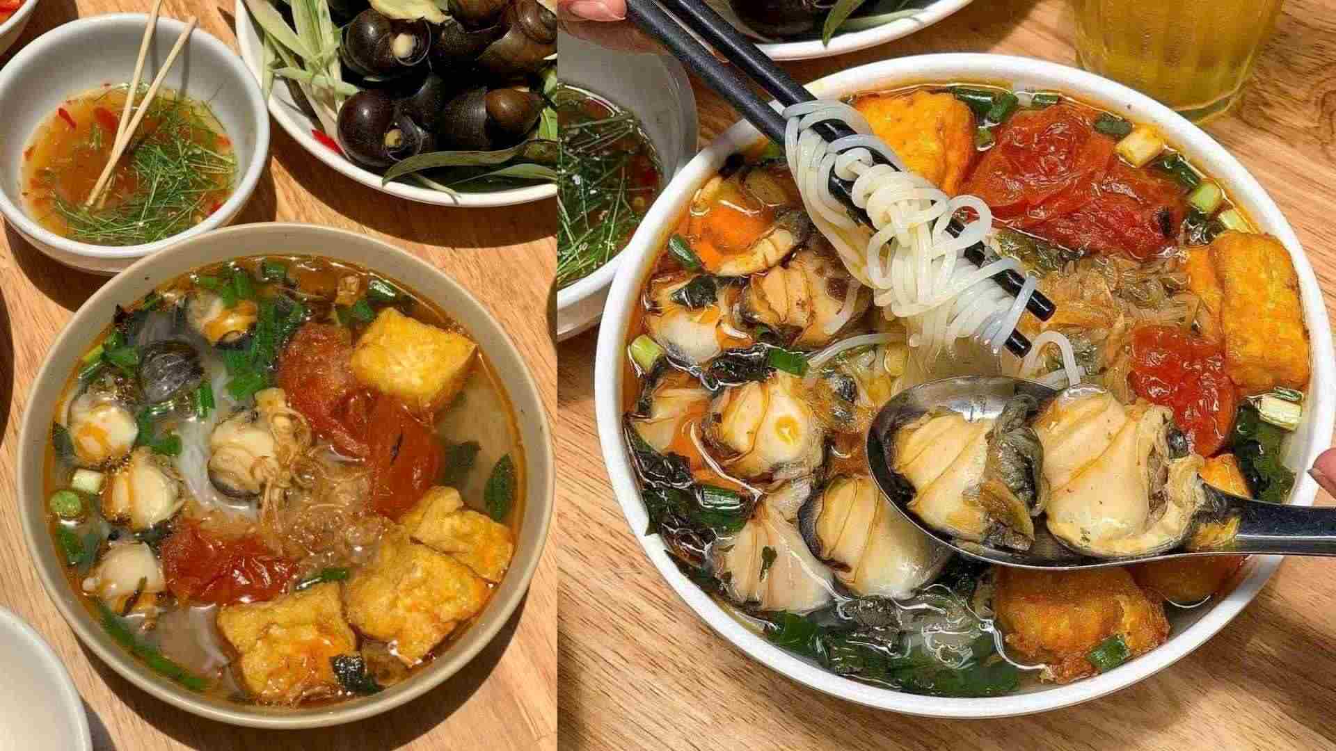 Bát bún ốc nóng hổi với nước dùng chua thanh, ốc giòn sần sật hòa cùng rau sống tươi xanh, mang đậm hương vị Hà Nội khiến thực khách ăn một lần là nhớ mãi. Ảnh: Bích Phượng