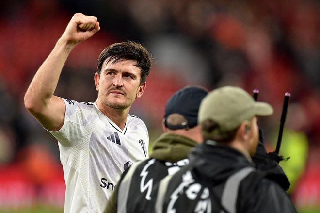 Trung vệ Harry Maguire đã ghi bàn quyết định giúp Man United đánh bại Liverpool 2-1 trên sân khách ở lượt đi. Ảnh: AFP