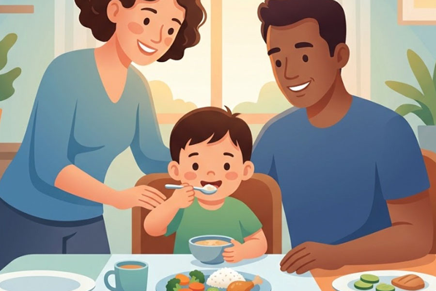 Parents should not put pressure or force children during meals. Graphics: Thien Nhan