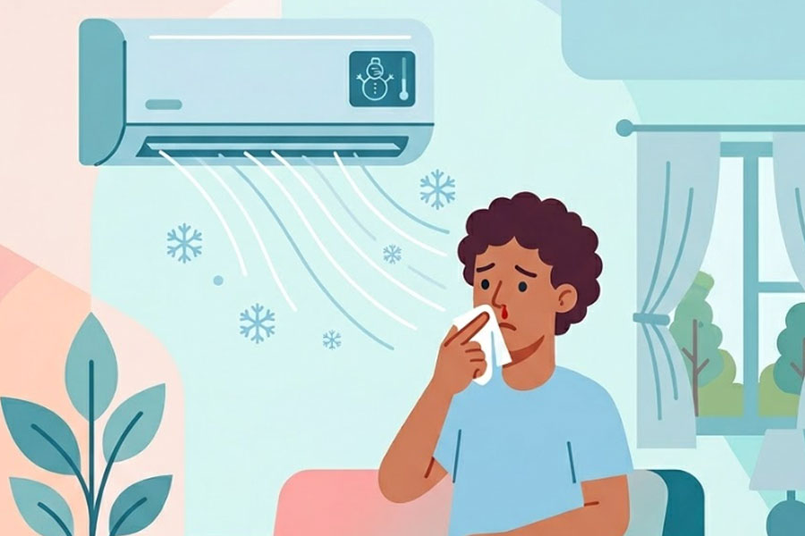 Air conditioning can increase the risk of nosebleeds in the summer. Graphics: Thien Nhan