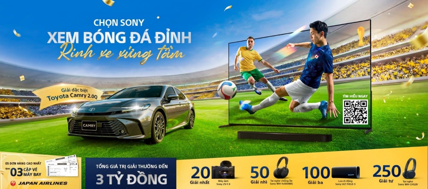 Sony khuấy động mùa bóng 2026: Mua TV tặng Toyota Camry. Ảnh: Sony Việt Nam