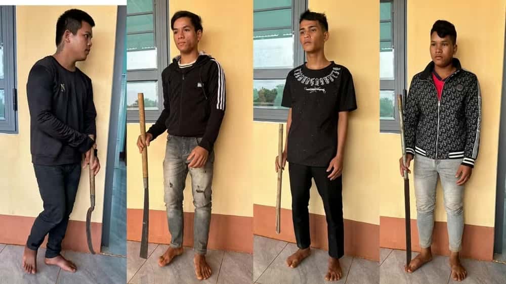 Triệu tập, làm rõ vụ nhóm thanh niên dùng hung khí để giải quyết mâu thuẫn. Ảnh: Công an 