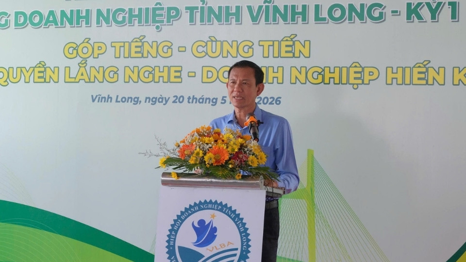 Mr. Dang Van Chinh - Standing Vice Chairman of Vinh Long Provincial People's Committee spoke at the conference to connect and accompany businesses in Vinh Long province on May 20. Photo: Vinh Long Young Entrepreneurs Association