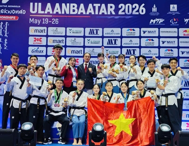 The performing boxers of the Vietnamese taekwondo team competed and achieved results in Mongolia this year. Photo: Vietnam Taekwondo Federation - VTF