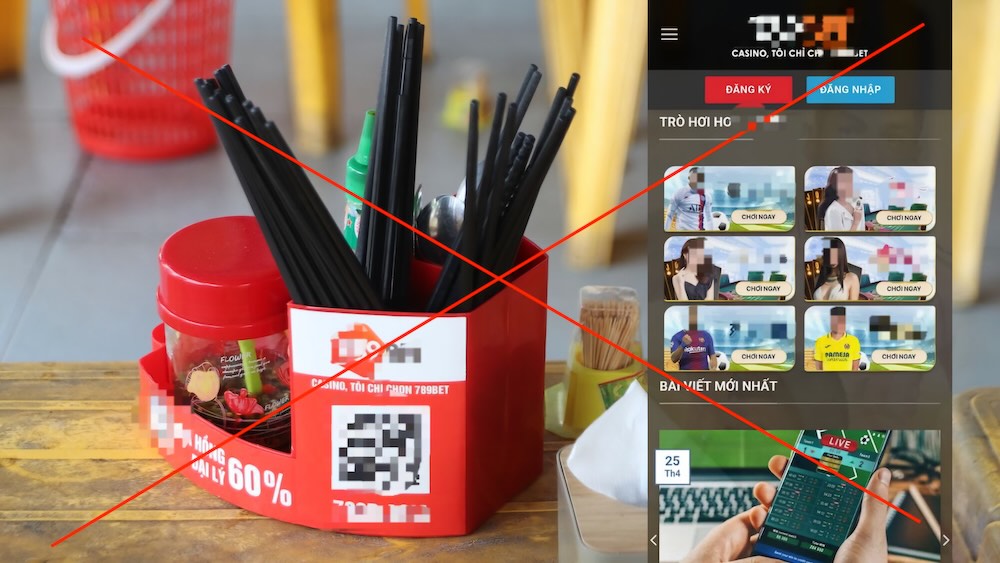 Trick of giving free supplies to eateries to install gambling websites. Photo: Nguyen Luan