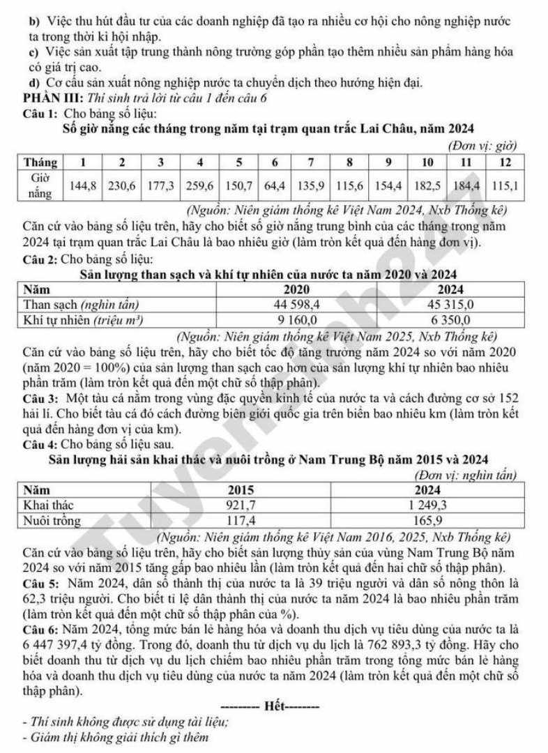 Đề thi thử môn Địa tốt nghiệp THPT năm 2026 - Sở GDĐT Lâm Đồng. Ảnh: Tuyensinh247