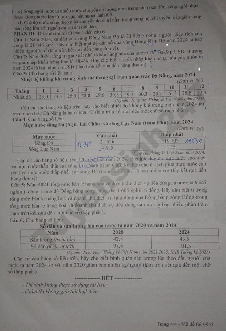 Đề thi thử tốt nghiệp THPT môn Địa năm 2026 - Sở GDĐT Gia Lai. Ảnh: Tuyensinh247  