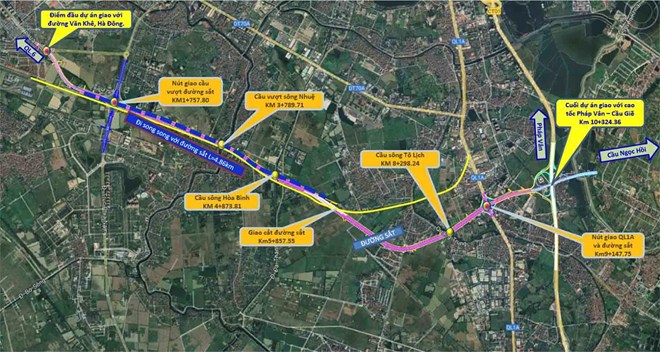Ring Road 3.5 project, section from Phuc La - Van Phu to Phap Van - Cau Gie expressway, is about 10.7km long. Photo: Hanoi Civil Works Construction Investment Project Management Board