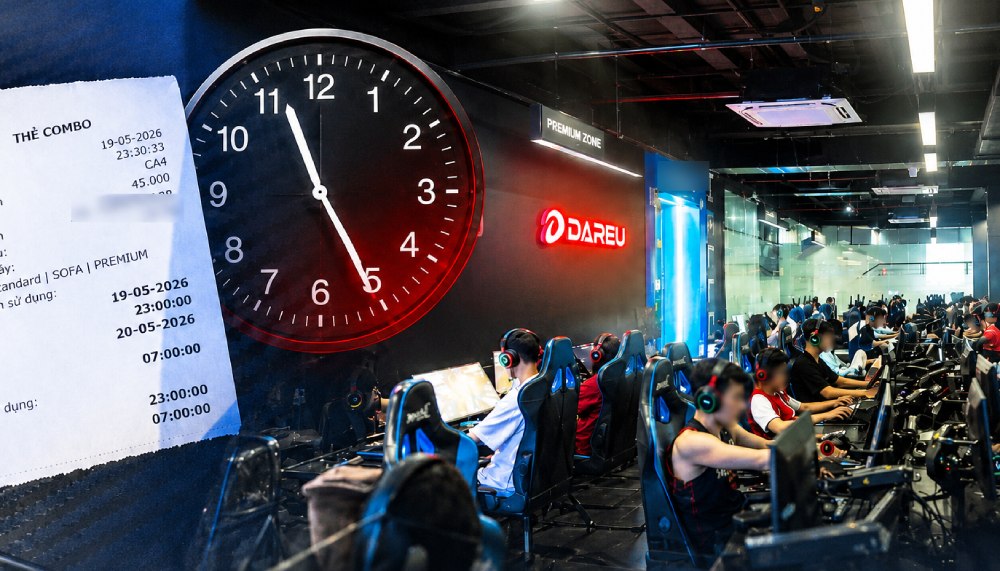 There is a regulation that it is not allowed to operate from 10 pm to 8 am the next morning, but many super game shops in Hanoi do not comply and still light up all night. Photo: PV Group