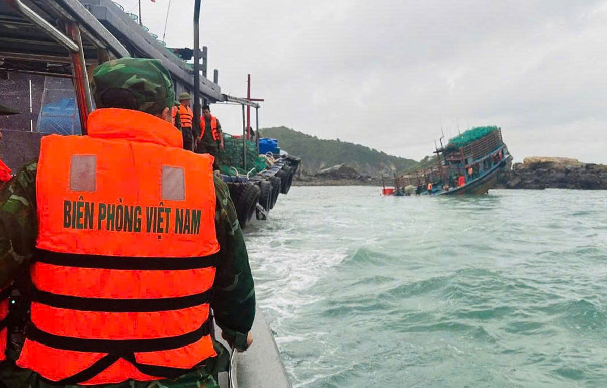 Vị trí tàu gặp nạn trên vùng biển đặc khu Cô Tô. Ảnh: Biên phòng Quảng Ninh