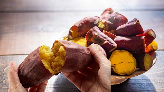 Grilled sweet potatoes eaten with yogurt or butter salad will help increase vitamin A absorption efficiency. Graphic photo: Huong Son