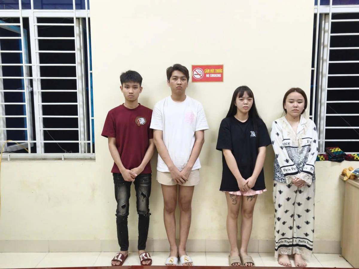 Công an xã Long Hưng, tỉnh Hưng Yên phát hiện nhóm đối tượng tổ chức sử dụng trái phép chất ma túy. Ảnh: Công an Hưng Yên