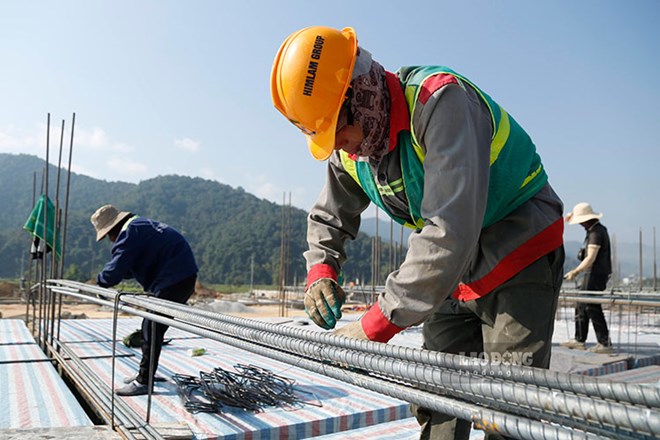 Construction workers at the Thanh Yen Inter-level School project, Dien Bien province. Photo: Quang Dat