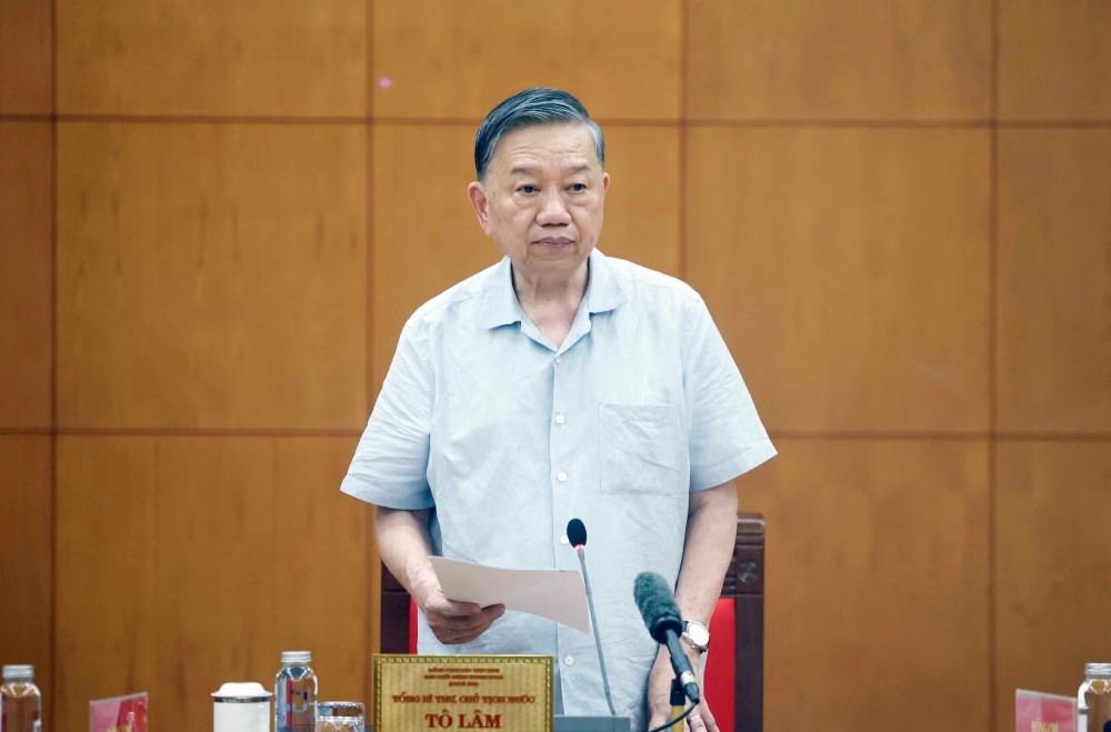 General Secretary and President To Lam delivered a concluding speech at the working session. Photo: VNA