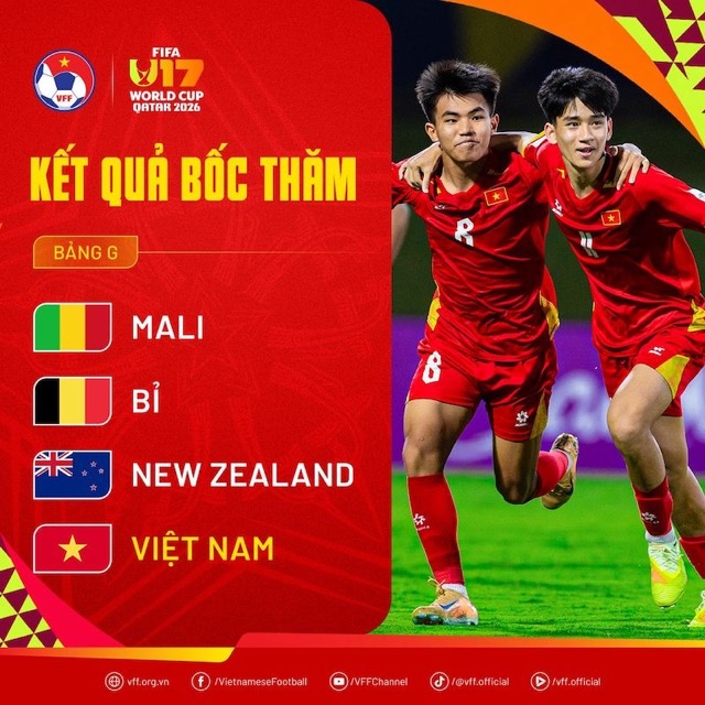 U17 Vietnam determines opponent in the 2026 U17 World Cup finals. Photo: VFF