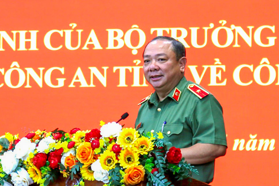 Thiếu tướng Lê Quang Nhân - Giám đốc Công an tỉnh Gia Lai - phát biểu. Ảnh: Công an