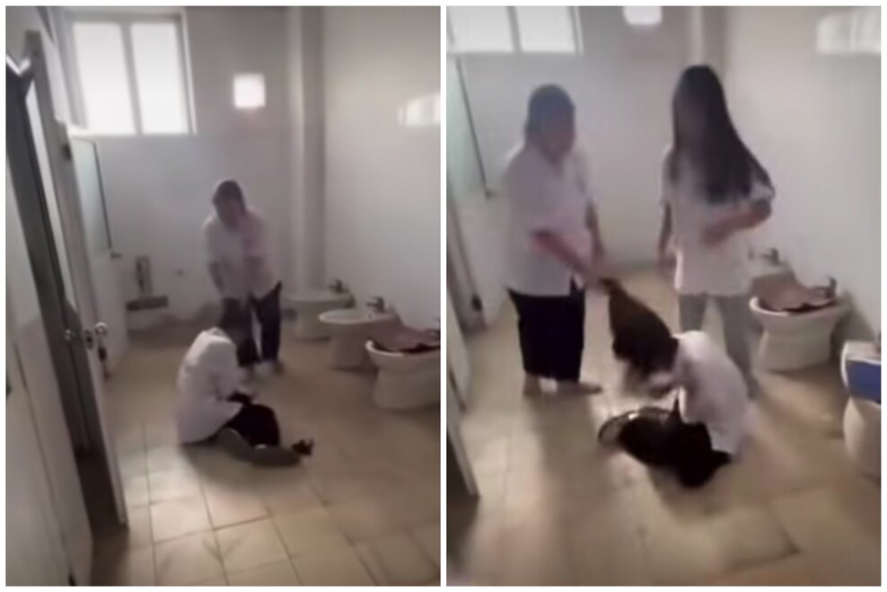 Đoạn video ghi lại cảnh em K bị đánh hội đồng đã lan truyền, gây bức xúc trên mạng xã hội. Ảnh cắt từ video