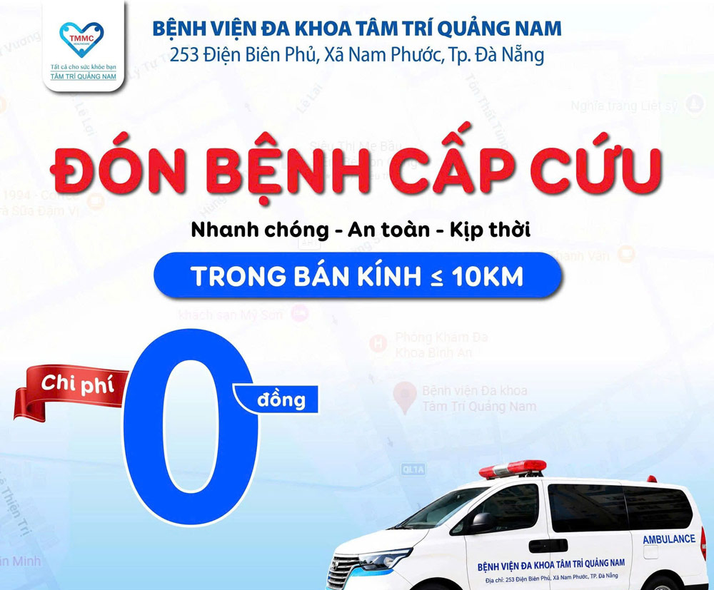 The Trade Union of Tam Tri Quang Nam General Hospital (under Nam Phuoc Commune Trade Union) is implementing a free emergency transport program within a radius of ≤10km for cases of patients being transported to the hospital for emergency treatment. Photo: Nam Phuoc Trade Union