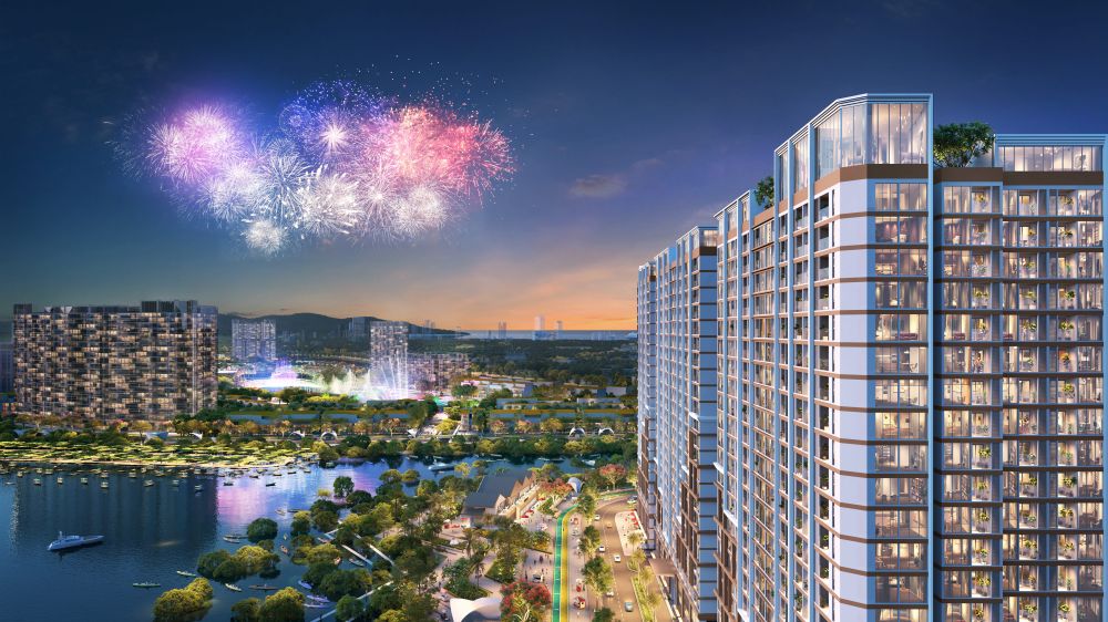 Hệ kính kịch trần thu trọn tầm nhìn sông núi ban ngày và pháo hoa rực rỡ ban đêm. 
