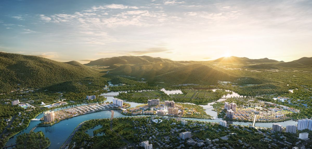 Địa thế “tứ thủy triều quy” mang lại vi khí hậu trong lành và vượng khí cho Charmora City. 
