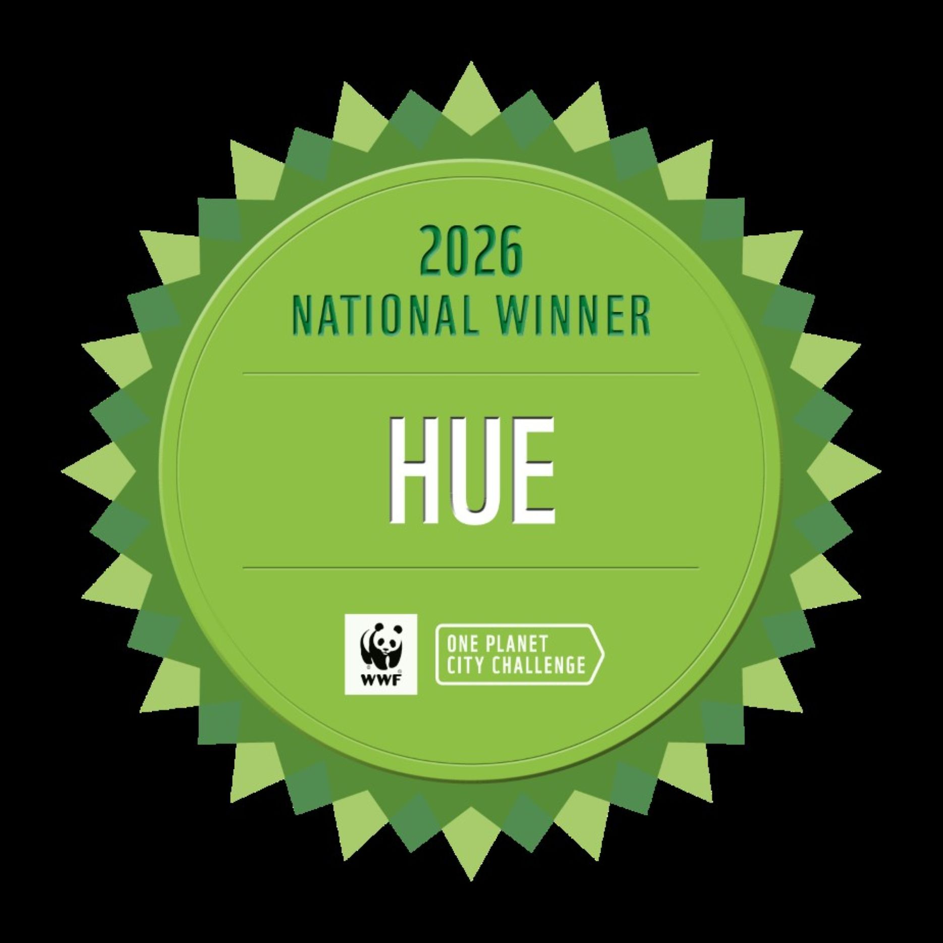 Biểu tượng danh hiệu Thành phố Xanh quốc gia” năm 2026 vinh danh cho thành phố Huế. Ảnh: WWF-Việt Nam