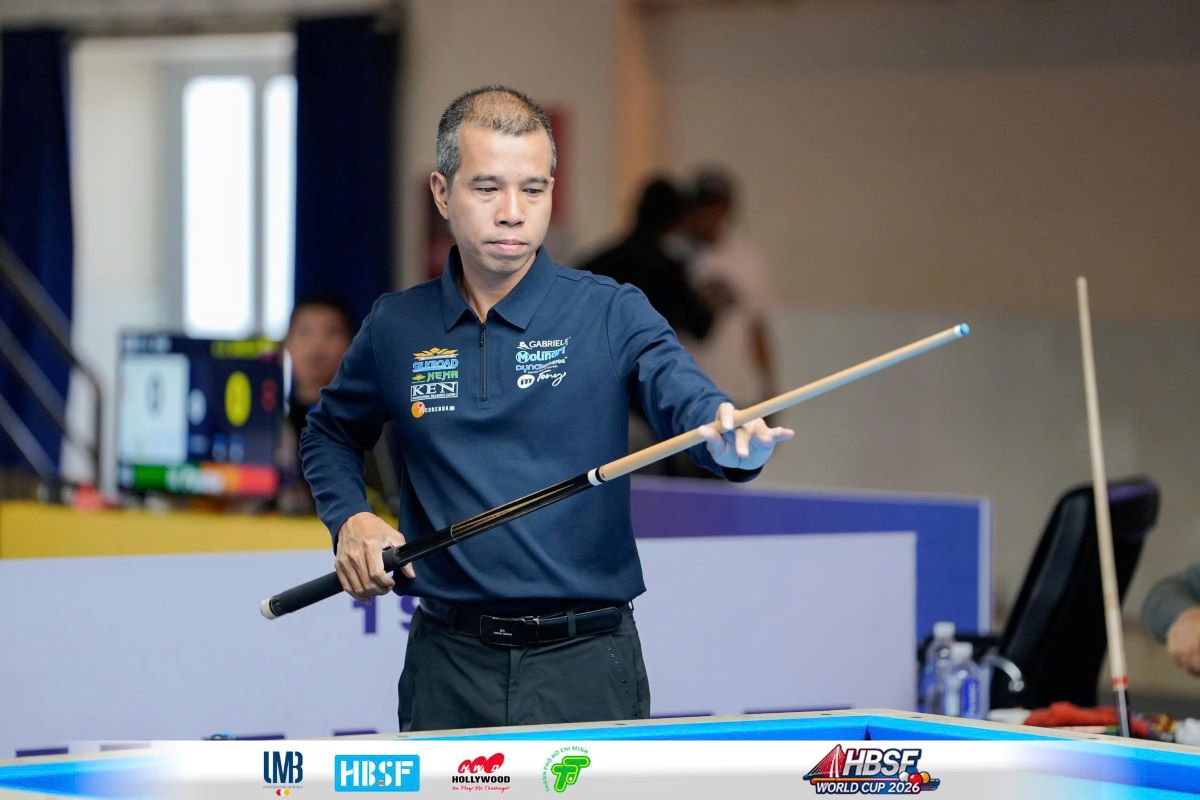 Tran Quyet Chien early stops at the 2026 World Cup 3D carom billiards, stage in Ho Chi Minh City. Photo: Phong Le