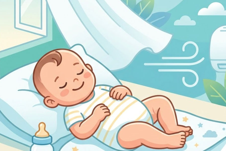 How to safely care for newborns during prolonged heat waves. Graphics: Thien Nhan