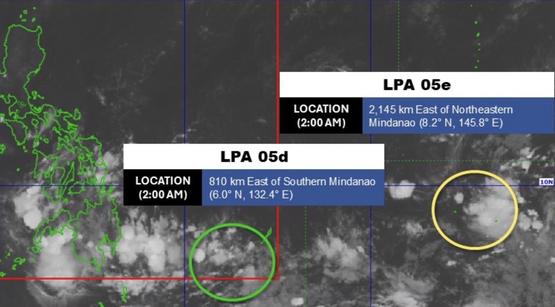 2 low pressure areas near the Philippines morning of May 23. Photo: PAGASA