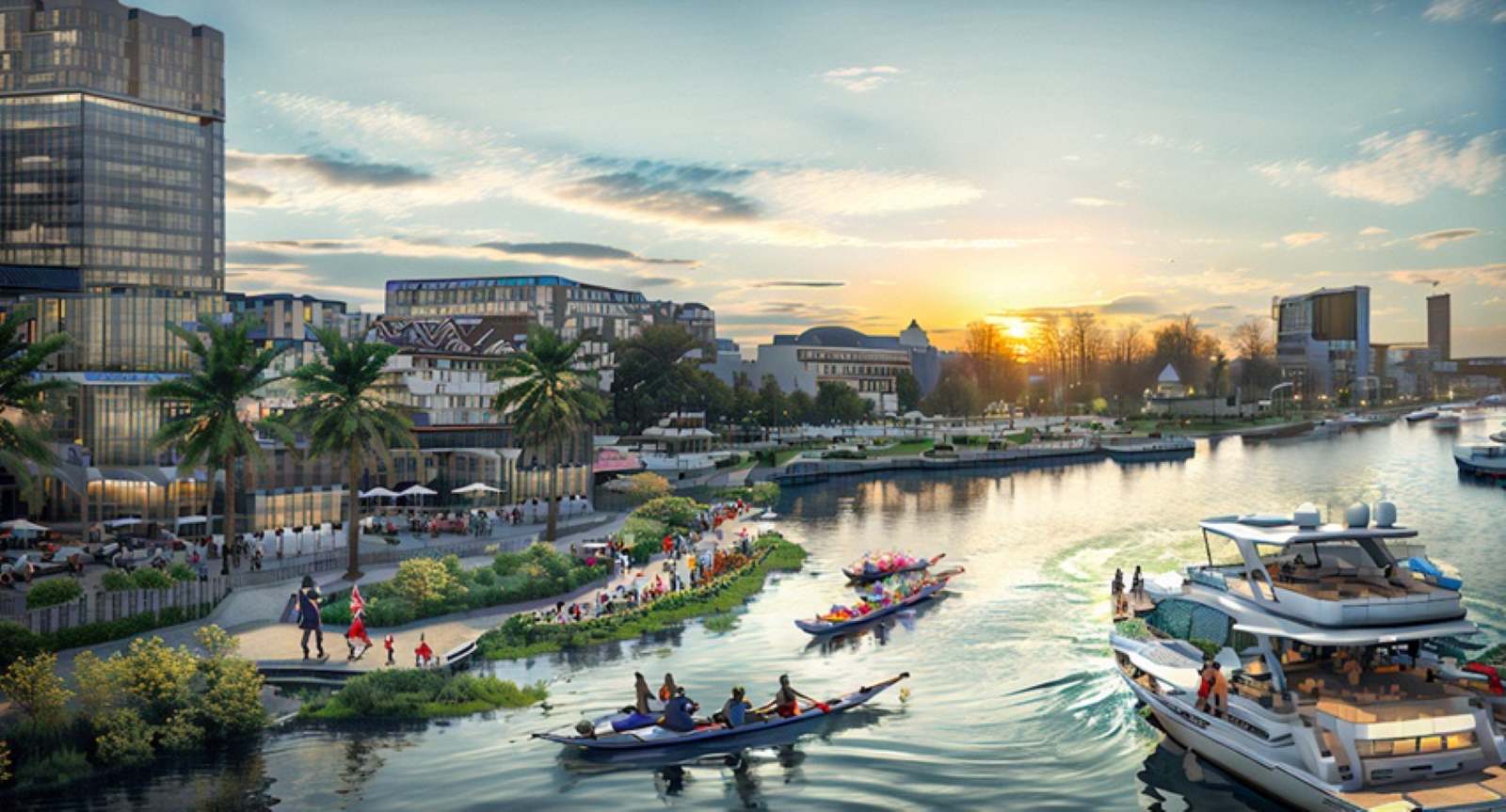 Phối cảnh bờ Nam kênh Đôi sau khi được chỉnh trang. Ảnh: Phường Bình Đông