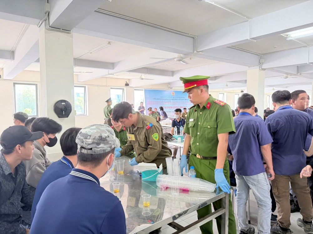 Quick drug testing for hundreds of workers right at the factory. Photo: Police