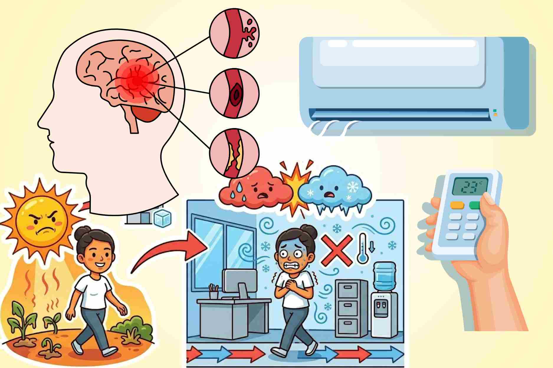 Tips for using air conditioning to avoid heat shock and stroke in hot weather