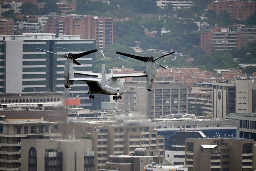 MV-22B Osprey aircraft of the US Marine Corps in an air evacuation exercise in Caracas on May 23. Photo: AFP