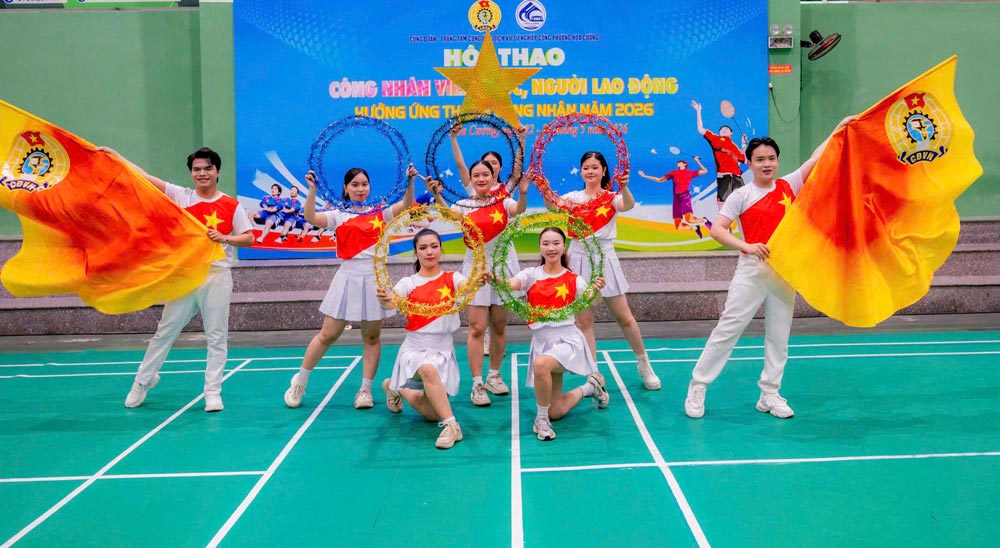 Mr. Doan of Hoa Cuong Ward coordinated with the Ward Public Service Service Center to organize the opening ceremony of the Hoa Cuong Ward Workers, Civil Servants and Laborers Sports Festival in 2026. Photo: Hoa Cuong Ward Trade Union