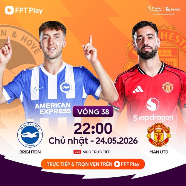 Link to watch live football Brighton vs Man United in Premier League. Photo: FPT Play