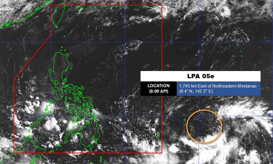 Cập nhật vị trí của áp thấp gần Biển Đông. Ảnh: PAGASA