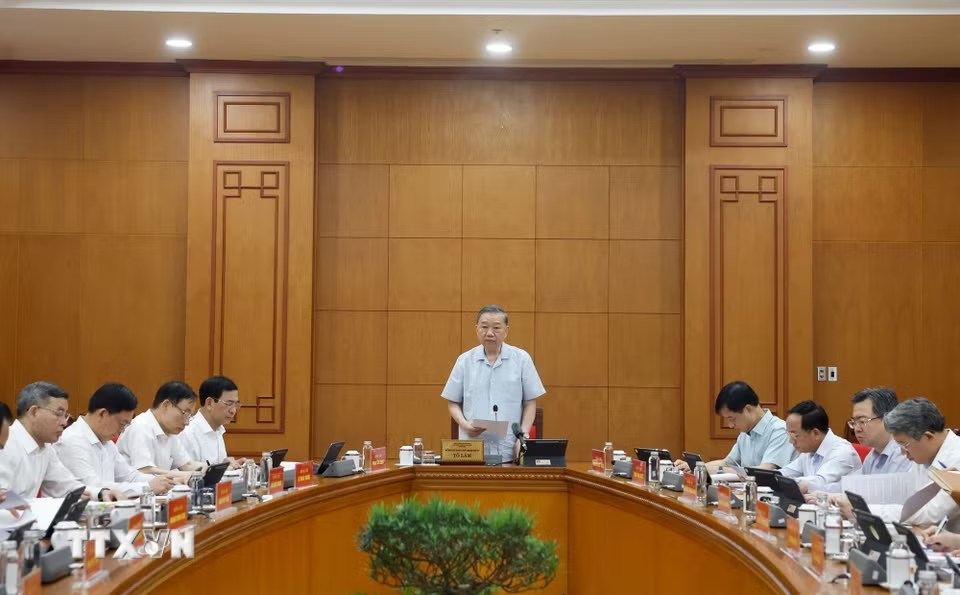Tổng Bí thư, Chủ tịch nước Tô Lâm chủ trì cuộc họp. Ảnh: TTXVN