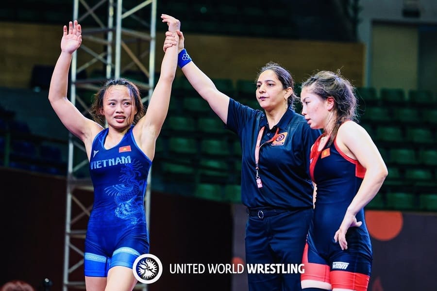 Player Do Ngoc Linh had a convincing victory at the tournament. Photo: World Wrestling Federation - UWW