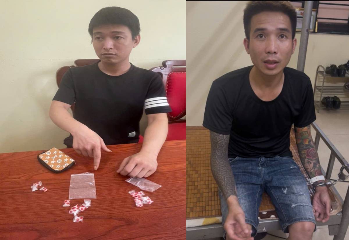 2 subjects illegally trading drugs. Photo: Hung Yen Police